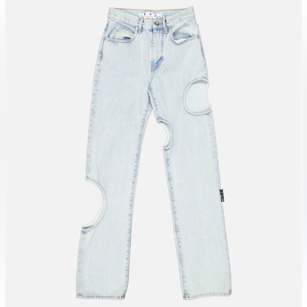 Off White Meteor Cut-Out Light Blue Women's Jeans - Picture 5 of 12